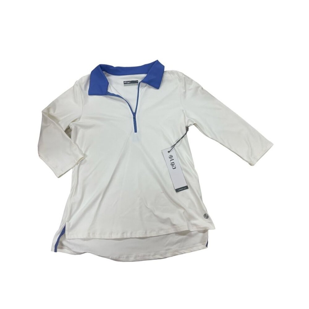 Ladies Lija Golf/Tennis Top Polo 3/4 Sleeve Quarter-Zip White Size Small